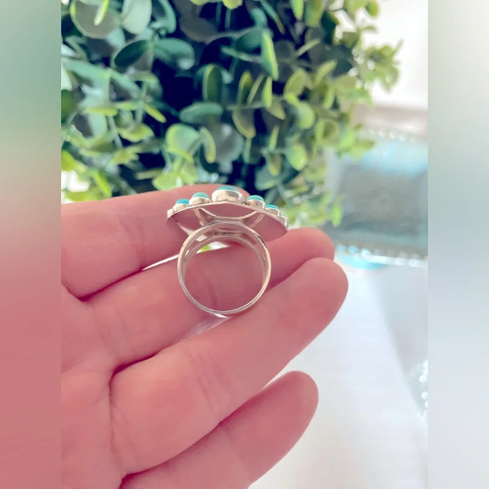 Jay King Angel Peak Turquoise and Blue Lapis Sterling Silver Ring 7.5 RET $160 - Picture 2 of 4